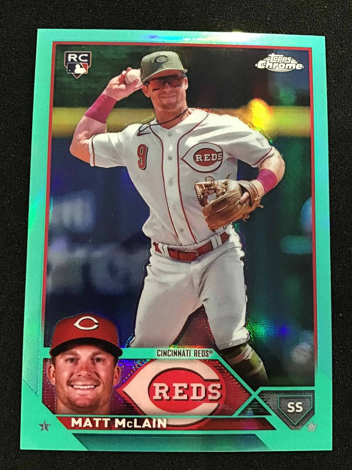 Matt McLain 2023 Topps Chrome Update USC200 Aqua RC /199 Rookie Reds - Columbia Hobby - Sports Card Boxes - Toploaders - Card Savers