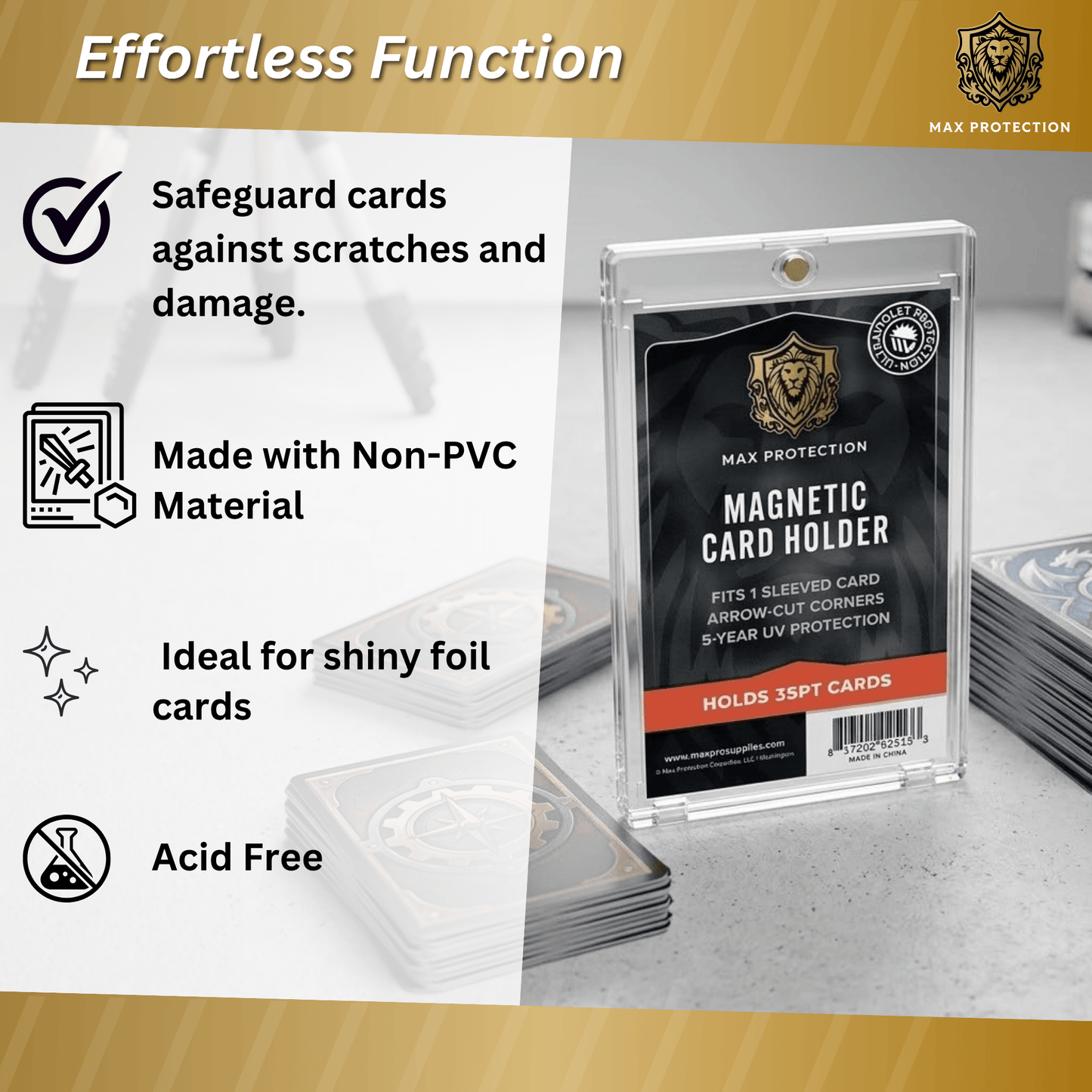Max Pro Ultra Clear Magnetic Card Holder 35pt w/Sleeve Size - Columbia Hobby - Sports Card Boxes - Toploaders - Card Savers