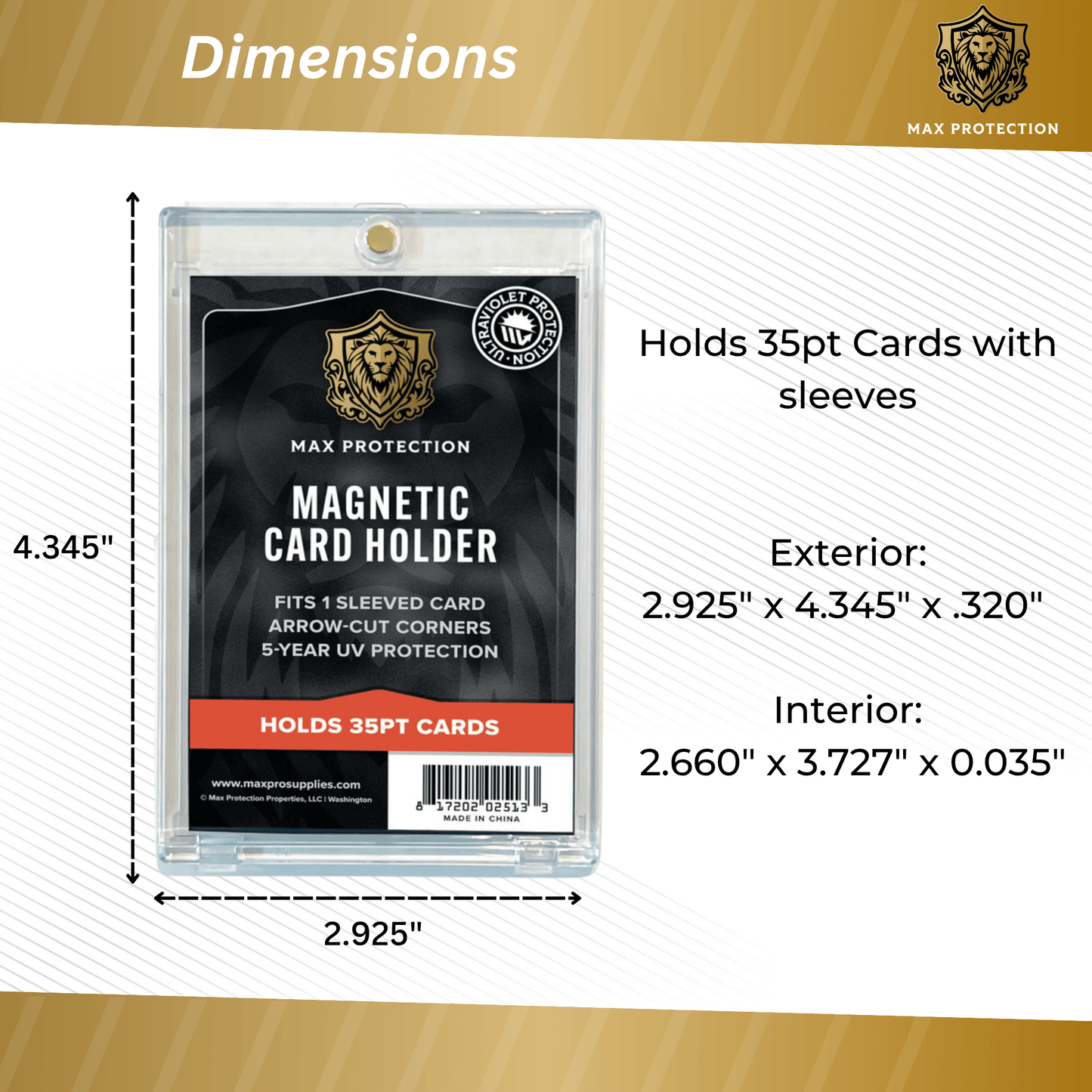 Max Pro Ultra Clear Magnetic Card Holder 35pt w/Sleeve Size - Columbia Hobby - Sports Card Boxes - Toploaders - Card Savers