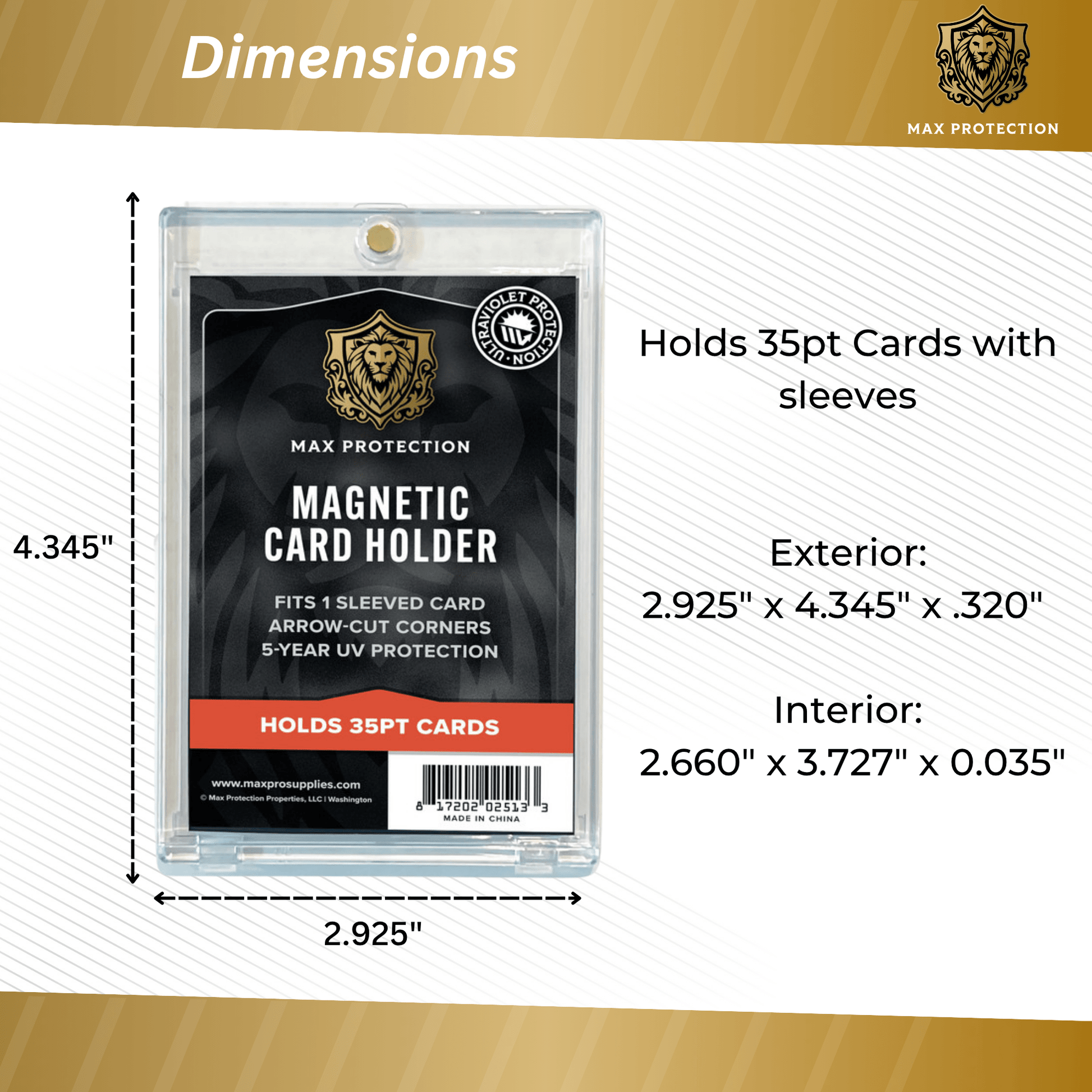 Max Pro Ultra Clear Magnetic Card Holder 35pt w/Sleeve Size - Columbia Hobby - Sports Card Boxes - Toploaders - Card Savers