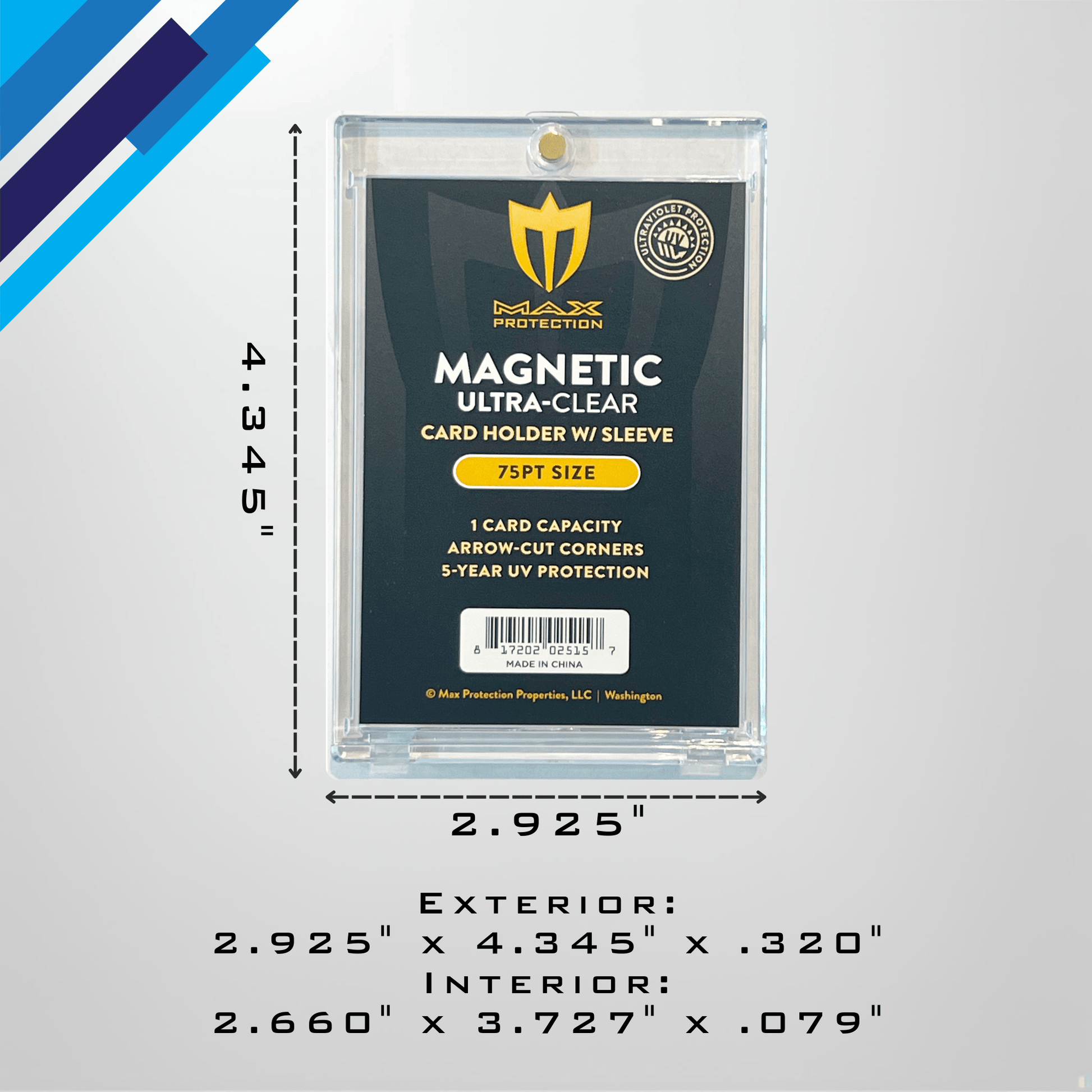 Max Pro Ultra Clear Magnetic Card Holder 75pt w/Sleeve Size - Columbia Hobby - Sports Card Boxes - Toploaders - Card Savers