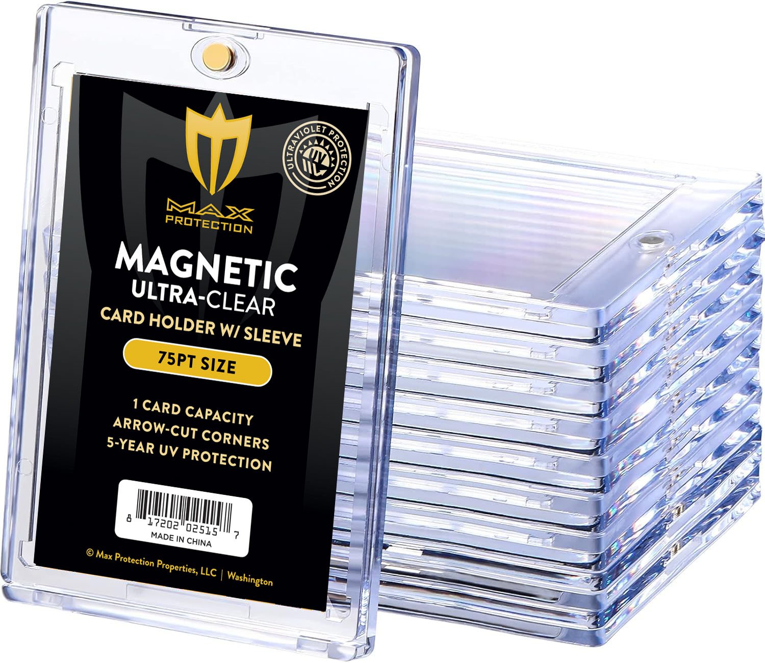 Max Pro Ultra Clear Magnetic Card Holder 75pt w/Sleeve Size - Columbia Hobby - Sports Card Boxes - Toploaders - Card Savers