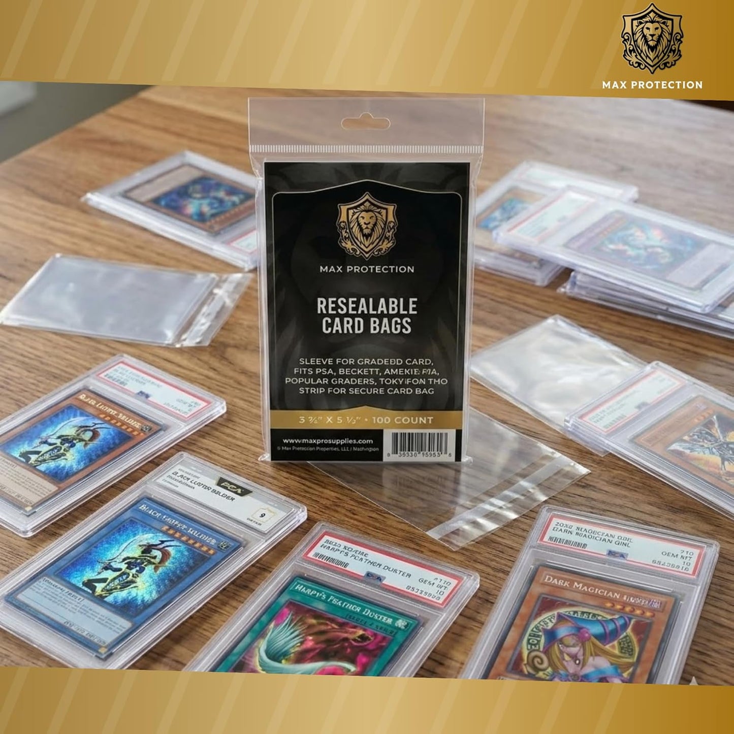 Max Protection Graded Card Sleeves (100 Count) – Resealable Slab Bags for PSA, SGC, BGS & CGC Graded Cards - Columbia Sports Cards