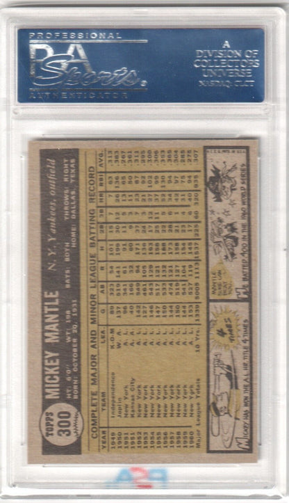MICKEY MANTLE 1961 Topps #300 PSA 7 NM - YANKEES - Columbia Hobby - Sports Card Boxes - Toploaders - Card Savers