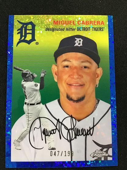 Miguel Cabrera 2023 Topps Chrome Platinum Blue Mini - Diamond /199 SP #248 - Columbia Hobby - Sports Card Boxes - Toploaders - Card Savers