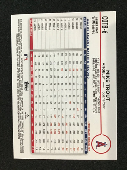 Mike Trout 2024 Topps Series 1 Image Variation #COTB - 6 Los Angeles Angels - Columbia Hobby - Sports Card Boxes - Toploaders - Card Savers