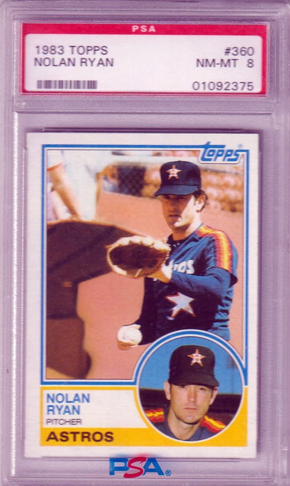 NOLAN RYAN 1983 Topps #360 PSA 8 NM - MT - ASTROS - Columbia Hobby - Sports Card Boxes - Toploaders - Card Savers