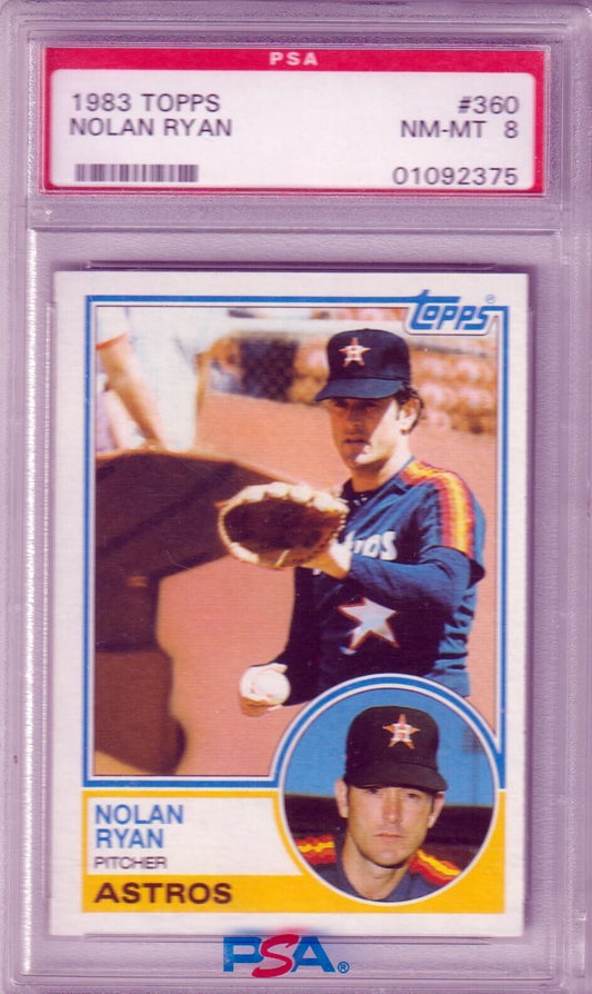 NOLAN RYAN 1983 Topps #360 PSA 8 NM - MT - ASTROS - Columbia Hobby - Sports Card Boxes - Toploaders - Card Savers