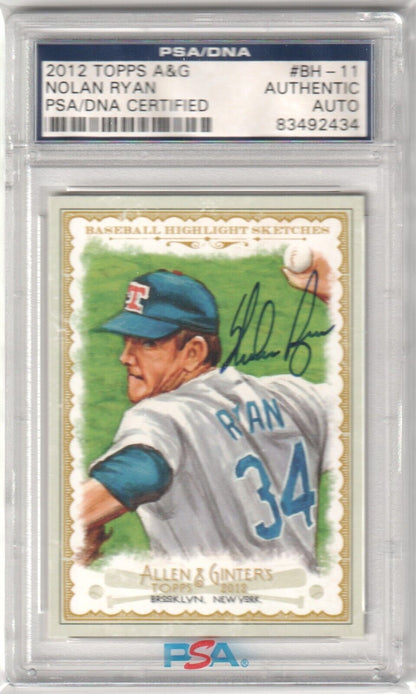 NOLAN RYAN 2012 Topps Allen & Ginter Autograph Auto #BH - 11 PSA Authentic RANGERS - Columbia Hobby - Sports Card Boxes - Toploaders - Card Savers