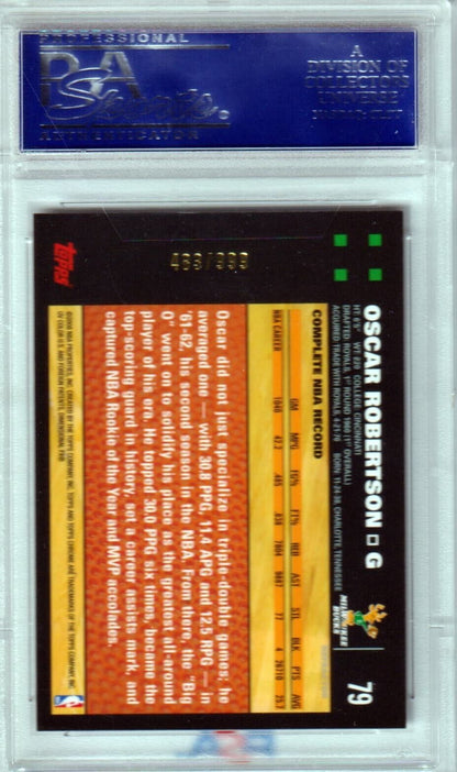 OSCAR ROBERTSON 2007 Topps Chrome Refractor #79 PSA 10 GEM MINT - BUCKS - Columbia Hobby - Sports Card Boxes - Toploaders - Card Savers