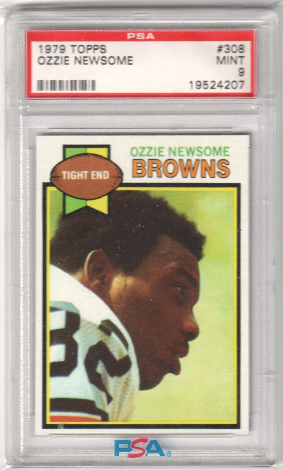 OZZIE NEWSOME 1979 Topps RC Rookie HOF #308 PSA 9 MINT - BROWNS - Columbia Hobby - Sports Card Boxes - Toploaders - Card Savers