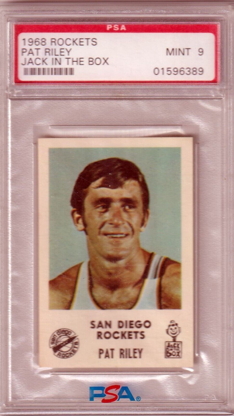 PAT RILEY 1968 Rockets Jack in the Box Rookie RC PSA 9 MINT - LAKERS - Columbia Hobby - Sports Card Boxes - Toploaders - Card Savers