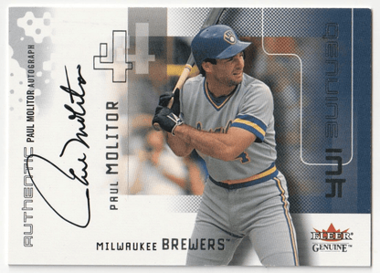 PAUL MOLITOR 2002 Fleer Genuine Autograph Auto SP #/365 - BREWERS - Columbia Hobby - Sports Card Boxes - Toploaders - Card Savers