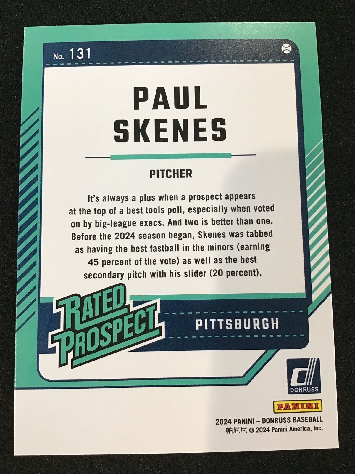 Paul Skenes 2024 Donruss Rated Prospect #131 Pirates - Columbia Hobby - Sports Card Boxes - Toploaders - Card Savers