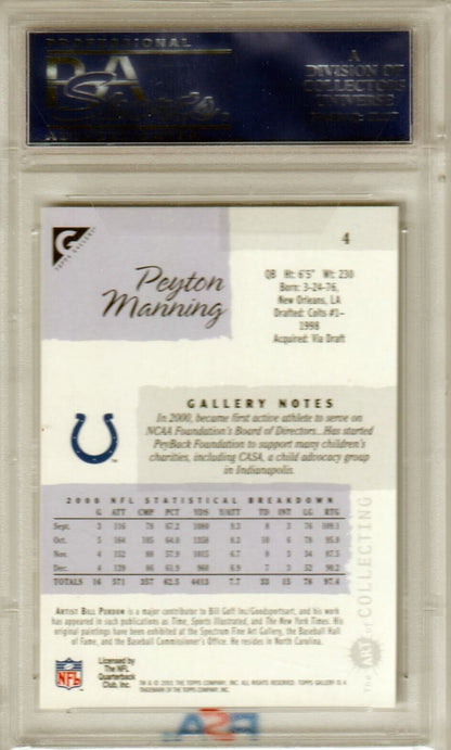 PEYTON MANNING 2001 Topps Gallery #4 PSA 10 GEM MINT - COLTS POP 11 - Columbia Hobby - Sports Card Boxes - Toploaders - Card Savers