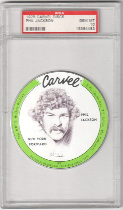 PHIL JACKSON 1975 Carvel Discs PSA 10 GEM MINT - KNICKS - Columbia Hobby - Sports Card Boxes - Toploaders - Card Savers