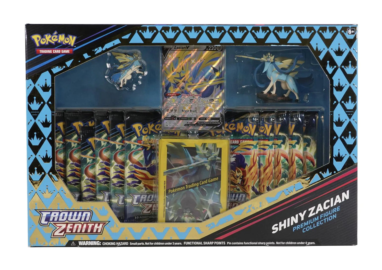 Pokémon Crown Zenith Premium Figure Collection Shiny Zacian - BLUE - Columbia Hobby - Sports Card Boxes - Toploaders - Card Savers