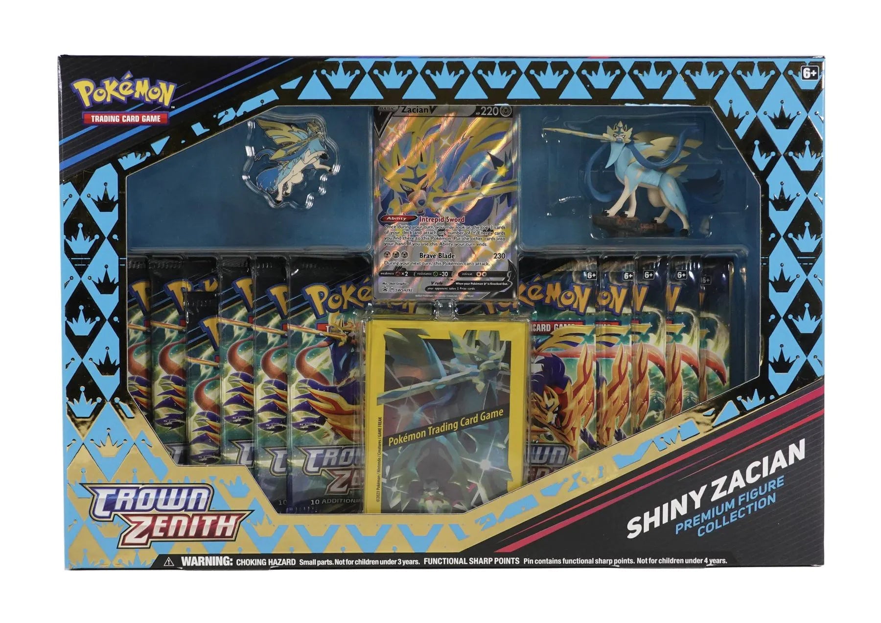 Pokémon Crown Zenith Premium Figure Collection Shiny Zacian - BLUE - Columbia Hobby - Sports Card Boxes - Toploaders - Card Savers
