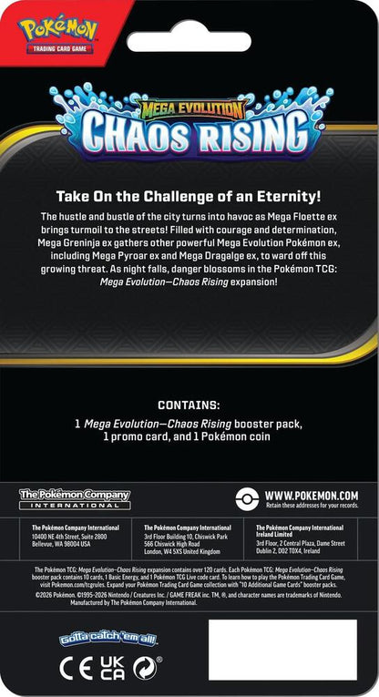 Pokemon Mega Evolution: Chaos Rising Single Pack Blister | Columbia Sports Cards - Columbia Hobby - Sports Card Boxes - Toploaders - Card Savers