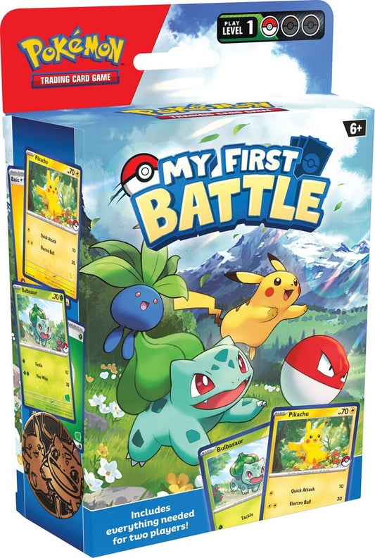 Pokemon My First Battle Deck - Pikachu & Bulbasaur - Columbia Hobby - Sports Card Boxes - Toploaders - Card Savers