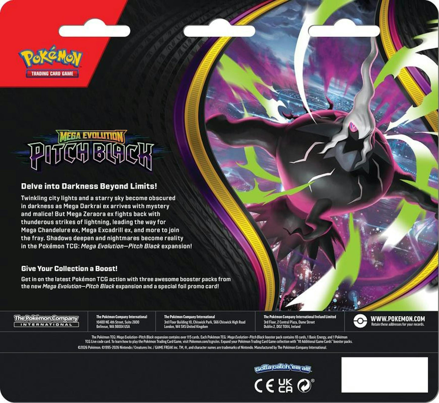 Pokemon: Mega Evolution Pitch Black 3-Pack Blister | Columbia Sports Cards | Columbia Hobby - Sports Card Boxes - Toploaders - Card Savers.