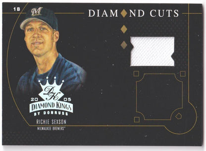 RICHIE SEXSON 2005 Donruss Diamond Kings Game Used Jersey #/200 - BREWERS - Columbia Hobby - Sports Card Boxes - Toploaders - Card Savers