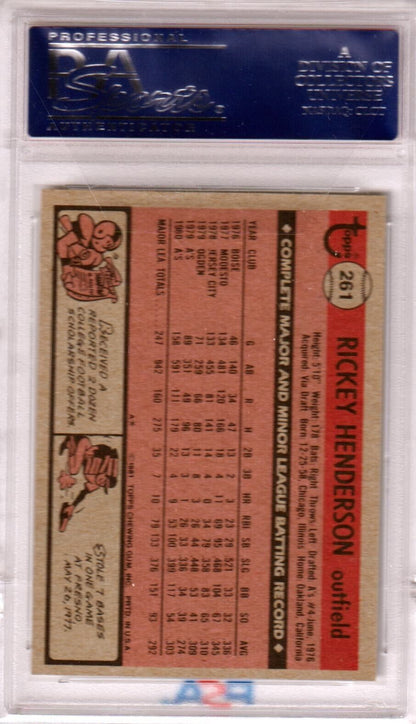 RICKEY HENDERSON 1981 Topps #261 PSA 8 NM - MT - ATHLETICS - Columbia Hobby - Sports Card Boxes - Toploaders - Card Savers