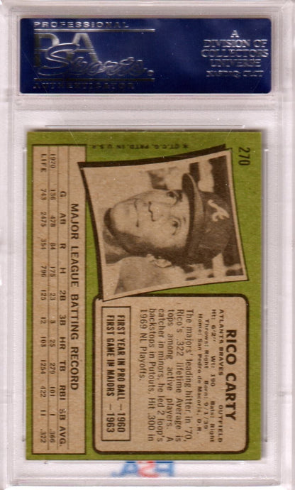 RICO CARTY 1971 Topps #270 PSA 6 EX - MT - BRAVES - Columbia Hobby - Sports Card Boxes - Toploaders - Card Savers