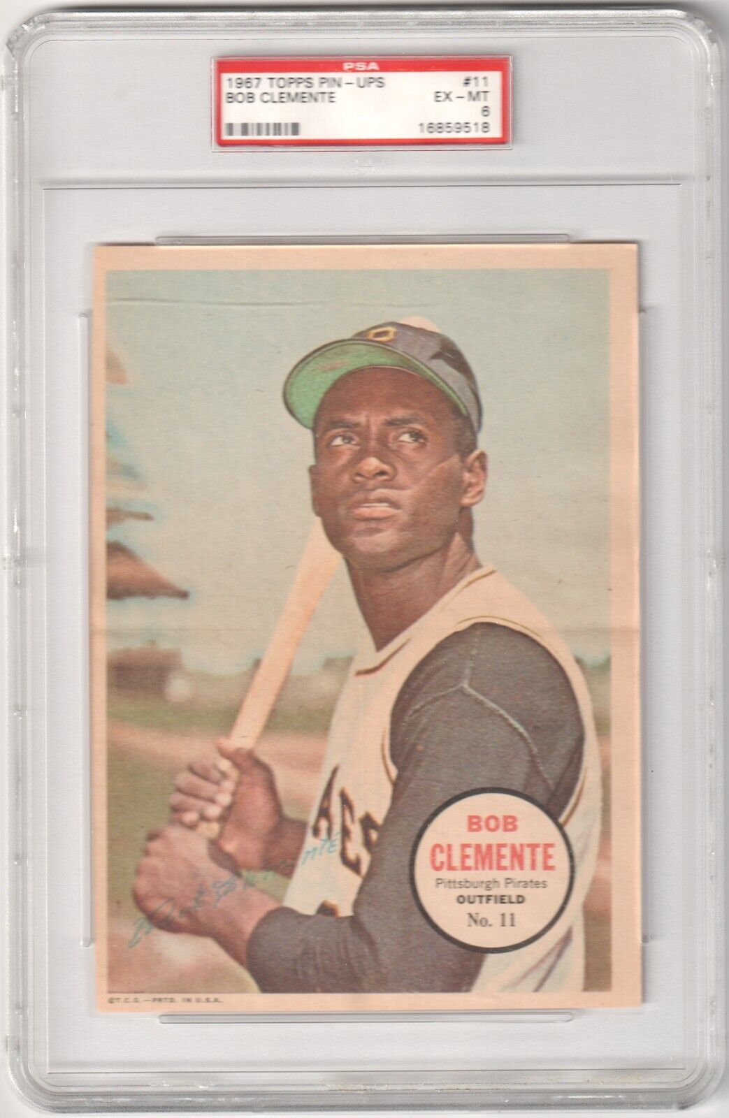 ROBERTO BOB CLEMENTE 1967 Topps Pin - Ups #11 PSA 6 EX - MT - PIRATES - Columbia Hobby - Sports Card Boxes - Toploaders - Card Savers