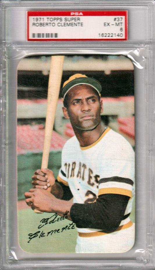 ROBERTO CLEMENTE 1971 Topps Super #37 PSA 6 EX - MT - PIRATES - Columbia Hobby - Sports Card Boxes - Toploaders - Card Savers