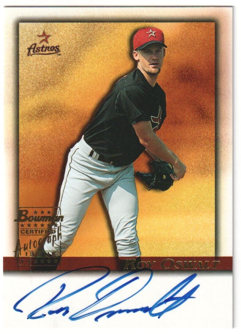 ROY OSWALT 2001 Bowman Draft Picks & Prospects Autograph Auto - ASTROS - Columbia Hobby - Sports Card Boxes - Toploaders - Card Savers