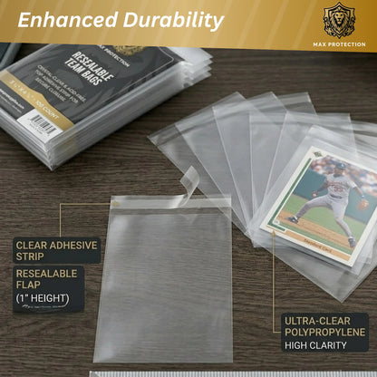 100ct Pack Resealable Team Bags / Sleeves - Max Protection
