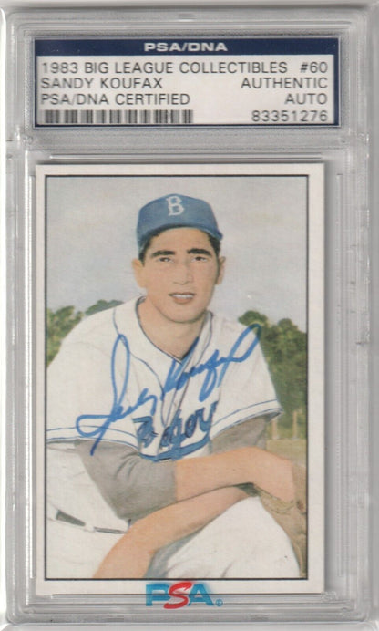 SANDY KOUFAX 1983 Big League Collectibles Autograph Auto PSA / DNA - DODGERS - Columbia Hobby - Sports Card Boxes - Toploaders - Card Savers