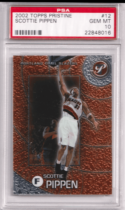 SCOTTIE PIPPEN 2002 - 03 Topps Pristine #12 PSA 10 GEM MINT - BLAZERS - Columbia Hobby - Sports Card Boxes - Toploaders - Card Savers