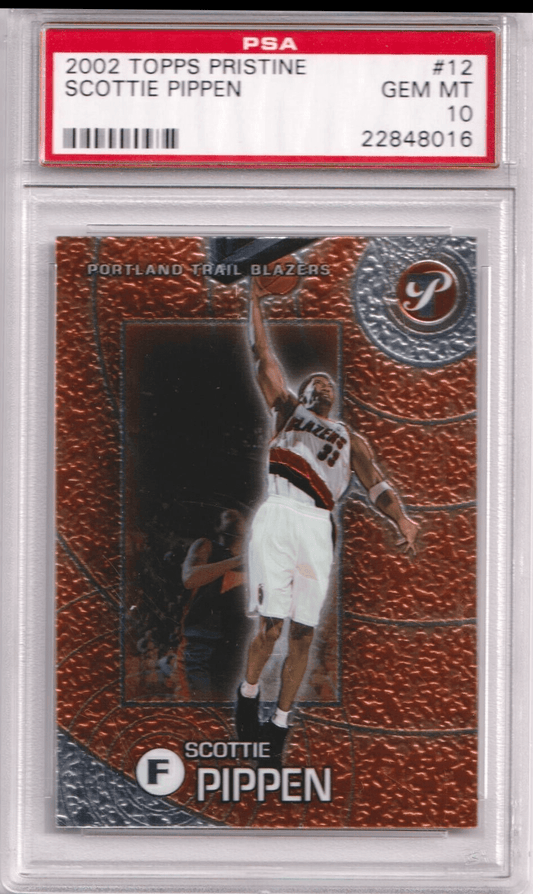 SCOTTIE PIPPEN 2002 - 03 Topps Pristine #12 PSA 10 GEM MINT - BLAZERS - Columbia Hobby - Sports Card Boxes - Toploaders - Card Savers