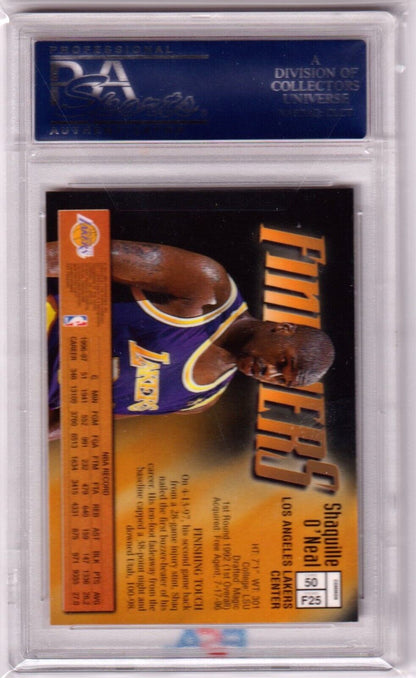 SHAQUILLE O'NEAL 1997 - 98 Topps Finest Finishers #50 PSA 10 GEM MINT - LAKERS - Columbia Hobby - Sports Card Boxes - Toploaders - Card Savers