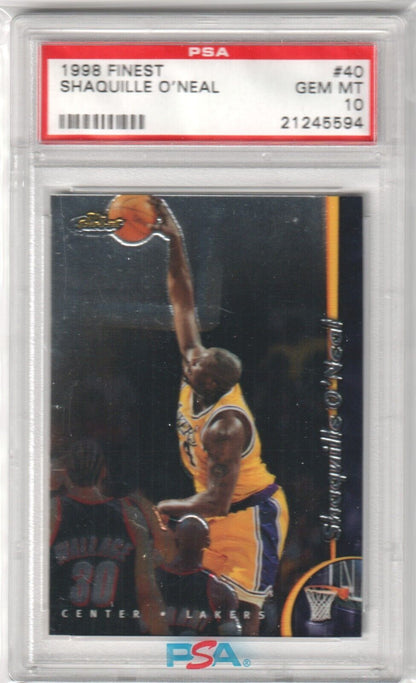 SHAQUILLE O'NEAL 1998 - 99 Topps Finest #40 PSA 10 GEM MINT - LAKERS - Columbia Hobby - Sports Card Boxes - Toploaders - Card Savers