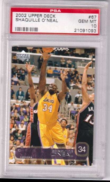 SHAQUILLE O'NEAL 2002 - 03 Upper Deck #67 PSA 10 GEM MINT - LAKERS POP 12 - Columbia Hobby - Sports Card Boxes - Toploaders - Card Savers