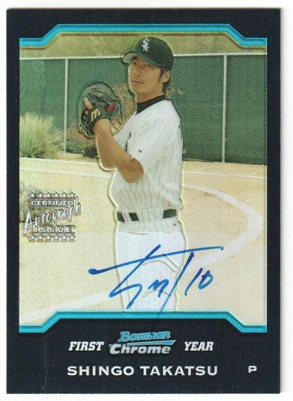 SHINGO TAKATSU 2004 Bowman Chrome First Year Autograph Auto Refractor - Columbia Hobby - Sports Card Boxes - Toploaders - Card Savers