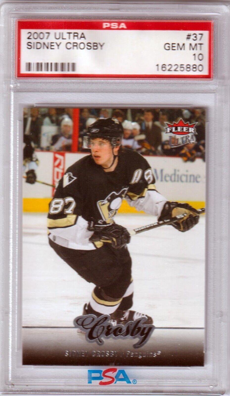 SIDNEY CROSBY 2007 Fler Ultra #37 PSA 10 GEM MINT - PENGUINS - Columbia Hobby - Sports Card Boxes - Toploaders - Card Savers