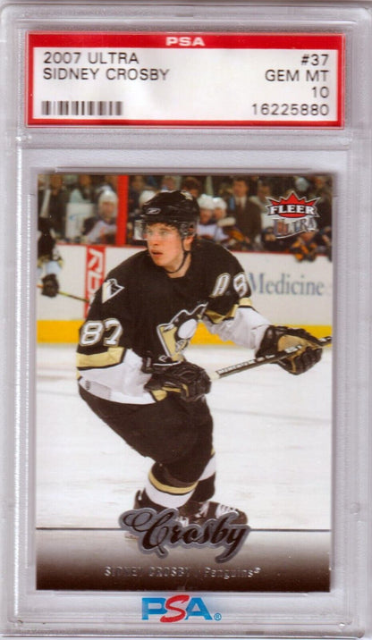 SIDNEY CROSBY 2007 Fler Ultra #37 PSA 10 GEM MINT - PENGUINS - Columbia Hobby - Sports Card Boxes - Toploaders - Card Savers