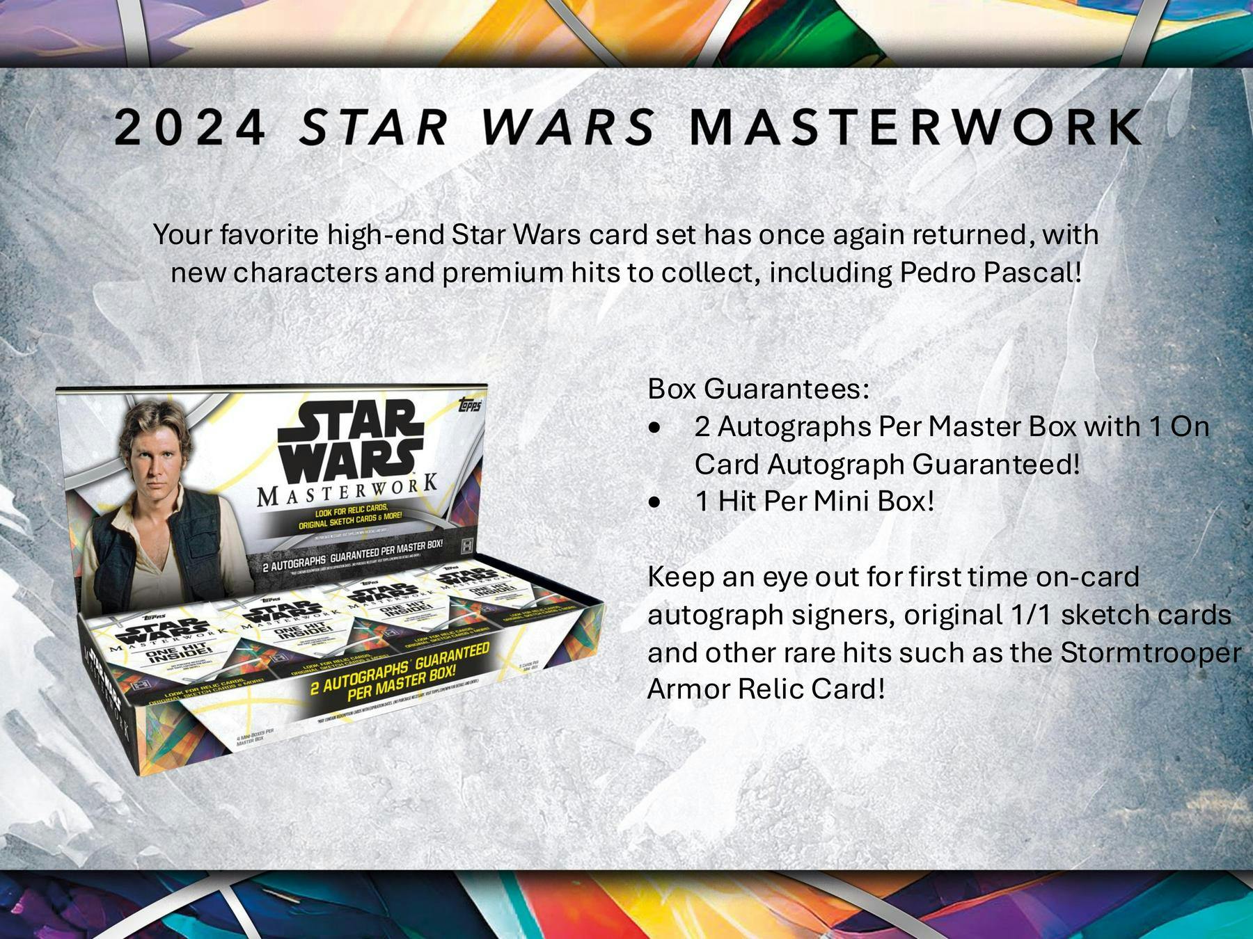 Star Wars Masterwork Hobby Box (Topps 2024) - Columbia Hobby - Sports Card Boxes - Toploaders - Card Savers