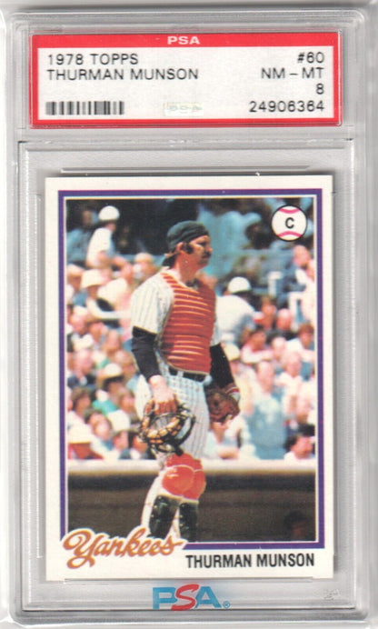THURMAN MUNSON 1978 Topps #60 PSA 8 NM - MT - YANKEES - Columbia Hobby - Sports Card Boxes - Toploaders - Card Savers