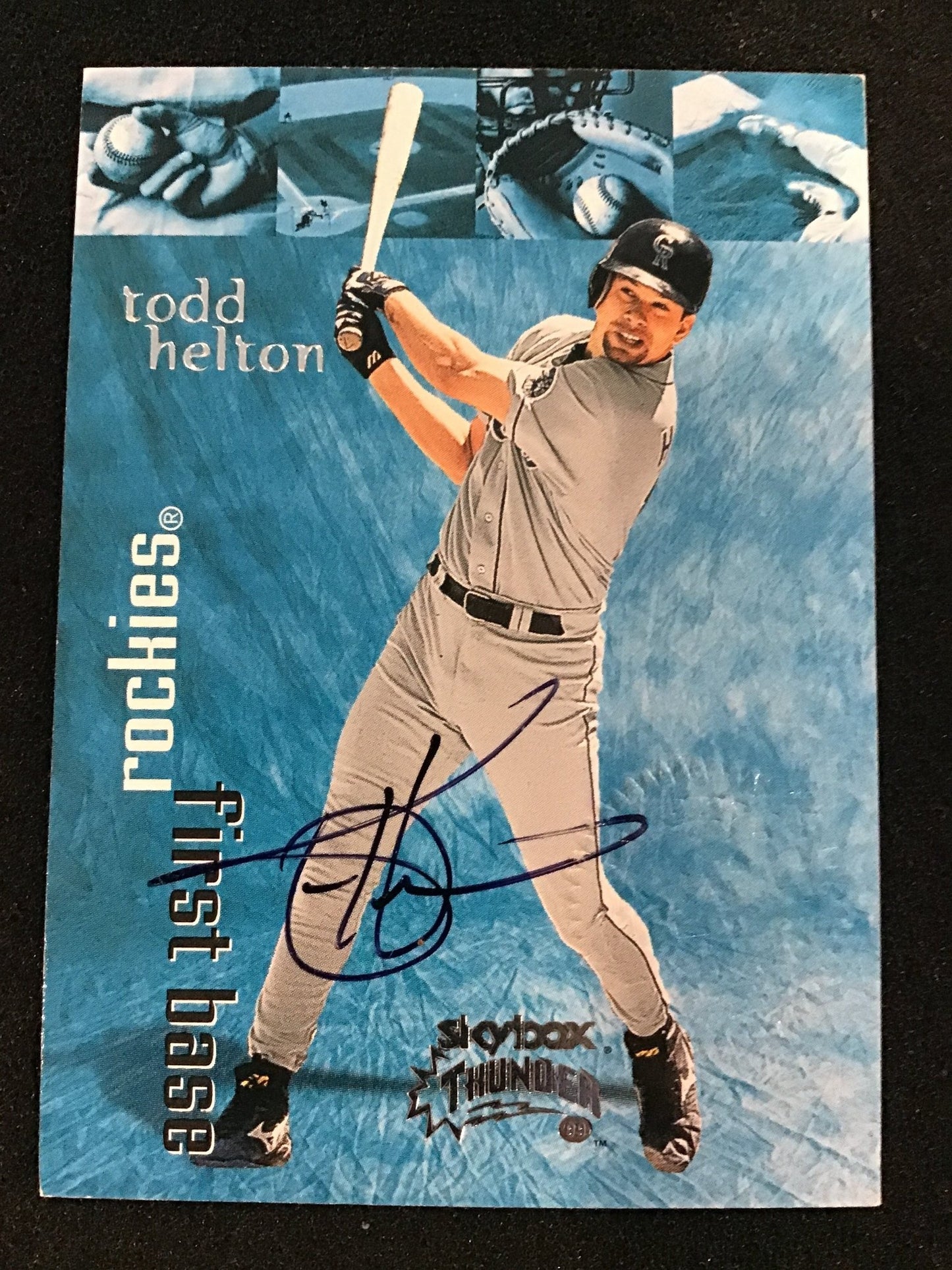 Todd Helton 1999 SkyBox Thunder Auto #243 Colorado Rockies - Columbia Hobby - Sports Card Boxes - Toploaders - Card Savers