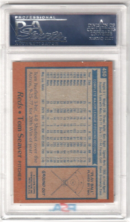 TOM SEAVER 1978 Topps #450 PSA 10 GEM MINT - REDS - Columbia Hobby - Sports Card Boxes - Toploaders - Card Savers