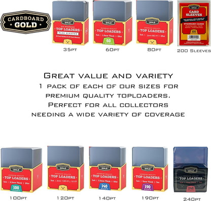 Toploader Collector Bundle - 35pt, 60pt, 80pt, 100pt, 120pt, 140pt, 190pt, 240pt plus Soft Sleeves - Columbia Hobby - Sports Card Boxes - Toploaders - Card Savers