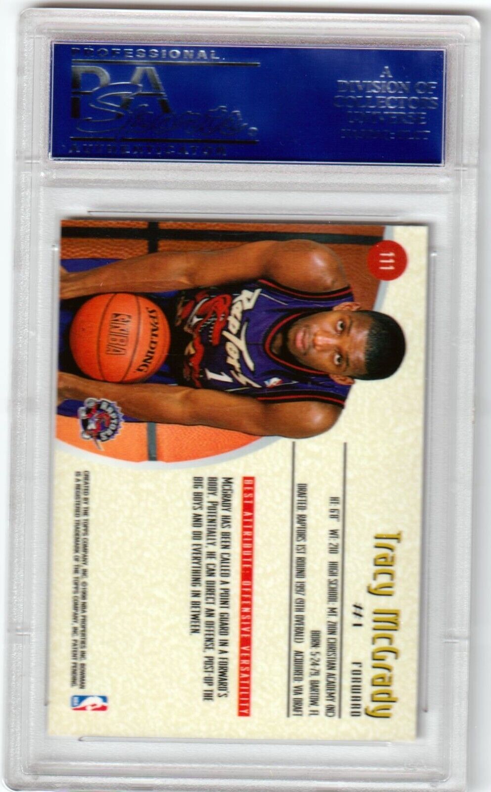 TRACY McGRADY 1997 - 98 Bowman's Best Rookie RC #111 PSA 10 GEM MINT - RAPTORS - Columbia Hobby - Sports Card Boxes - Toploaders - Card Savers