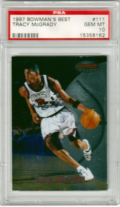 TRACY McGRADY 1997 - 98 Bowman's Best Rookie RC #111 PSA 10 GEM MINT - RAPTORS - Columbia Hobby - Sports Card Boxes - Toploaders - Card Savers