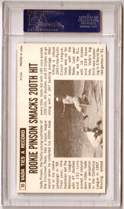 VADA PINSON 1964 Topps Giants #56 Graded PSA 8 - REDS - Columbia Hobby - Sports Card Boxes - Toploaders - Card Savers