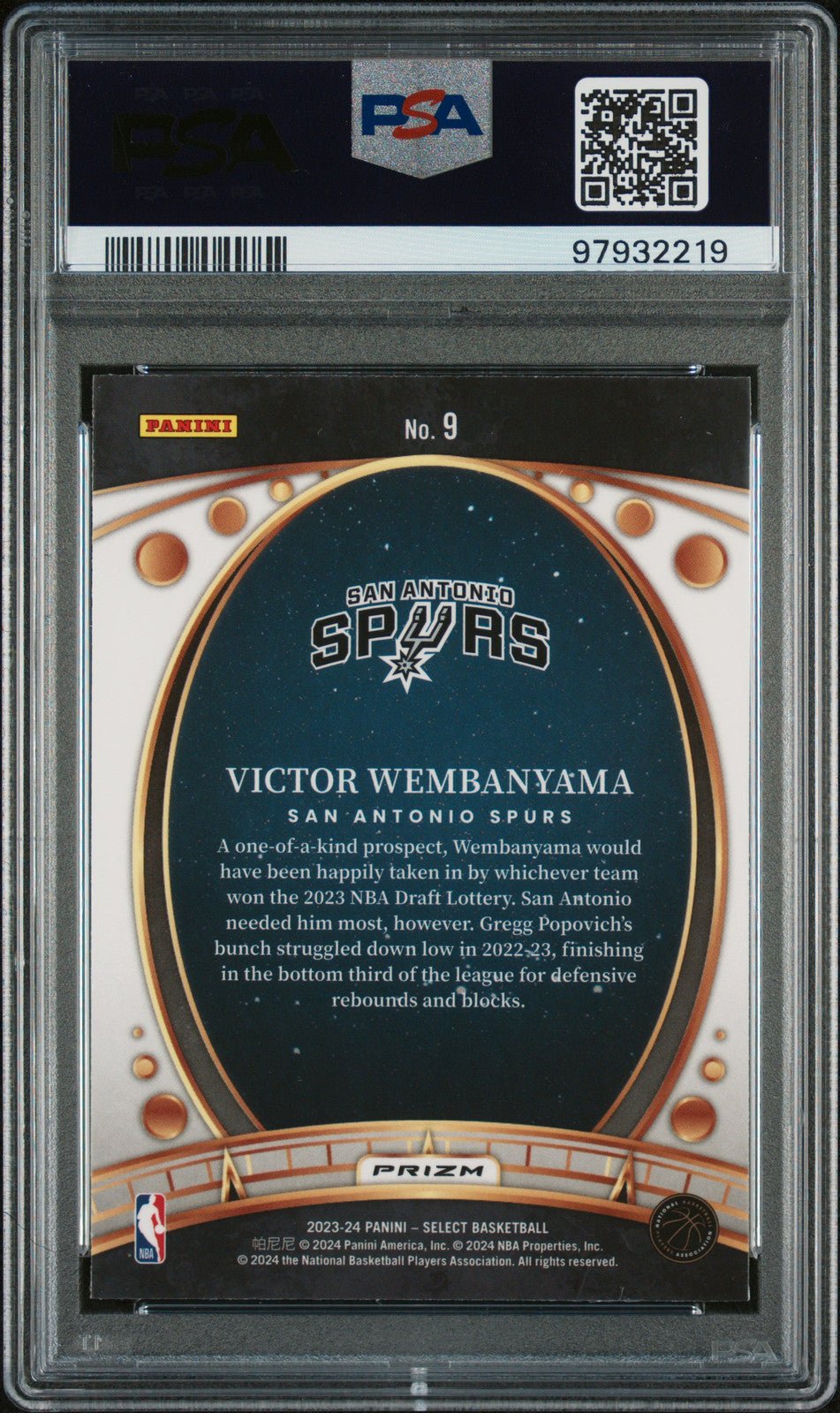 VICTOR WEMBANYAMA 2023 Panini Select Lodestars RC #9 Red Prizm PSA 10 GEM - Columbia Hobby - Sports Card Boxes - Toploaders - Card Savers